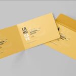 4 Shots of Bi-Folded Invitation Card Mockup with Envelope