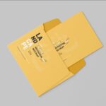 4 Shots of Bi-Folded Invitation Card Mockup with Envelope
