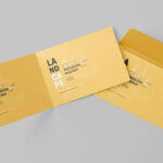 4 Shots of Bi-Folded Invitation Card Mockup with Envelope