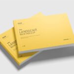 4 Shots of Landscape Softcover Book Mockup mockup preview