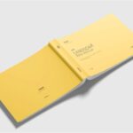 4 Shots of Landscape Softcover Book Mockup mockup preview