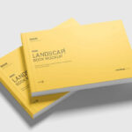 4 Shots of Landscape Softcover Book Mockup mockup preview