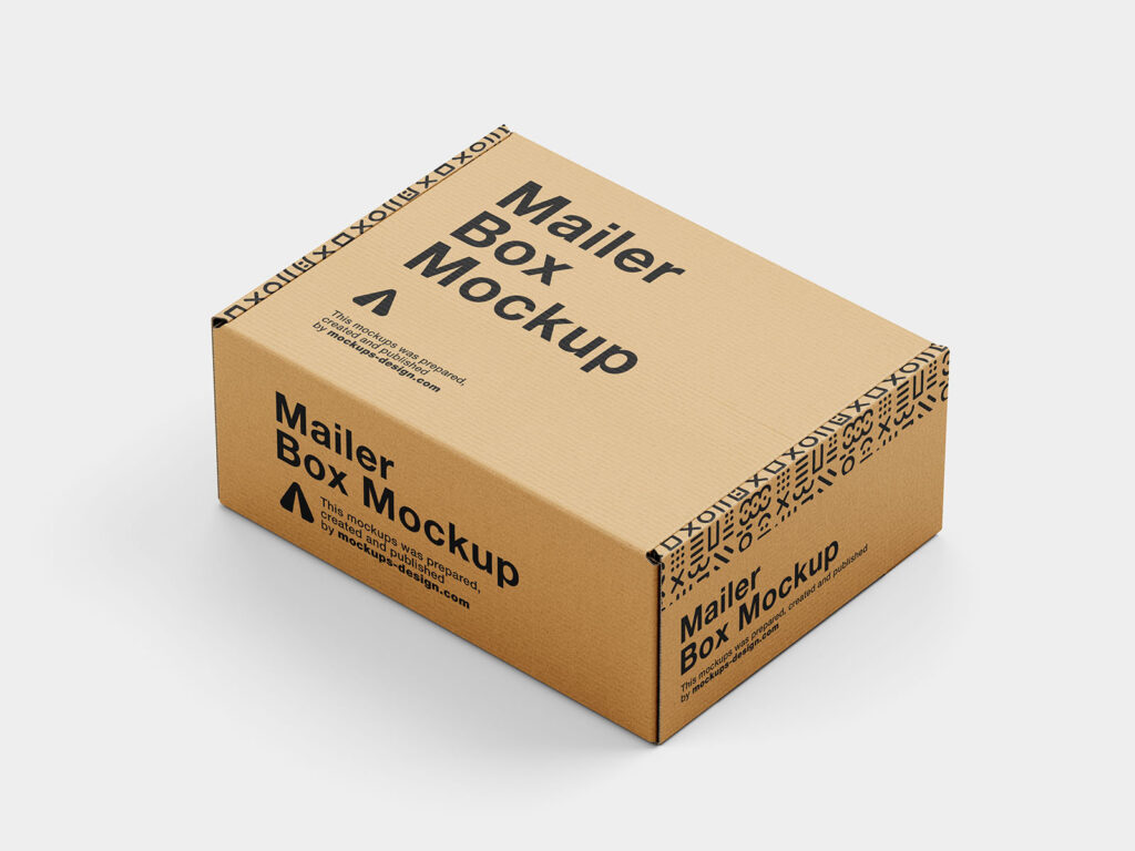 4 Shots of Mailer Box Mockup
