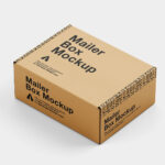 4 Shots of Mailer Box Mockup