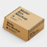 4 Shots of Mailer Box Mockup