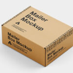 4 Shots of Mailer Box Mockup