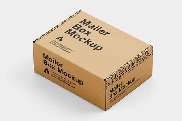 4 Shots of Mailer Box Mockup