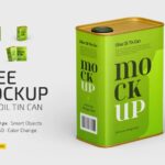 4 Shots of Olive Oil Tin Can Mockup