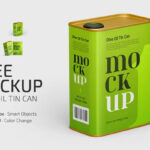 4 Shots of Olive Oil Tin Can Mockup