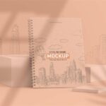4 Shots of Spiral Notebook Mockup mockup preview