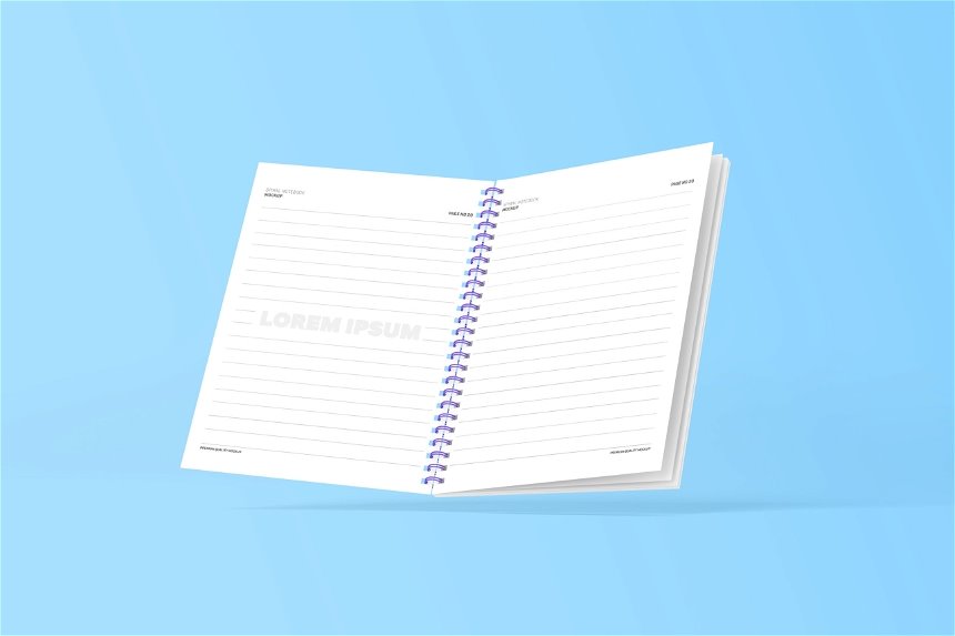 4 Shots of Spiral Notebook Mockup mockup preview