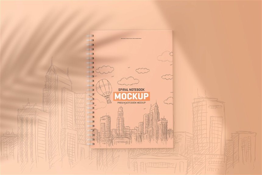 4 Shots of Spiral Notebook Mockup mockup preview