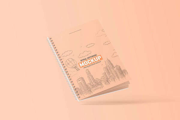 4 Shots of Spiral Notebook Mockup