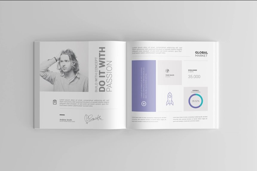 4 Shots of Square Book Mockup