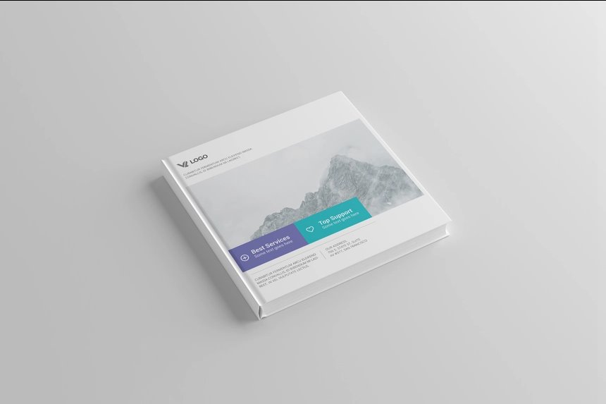 4 Shots of Square Book Mockup