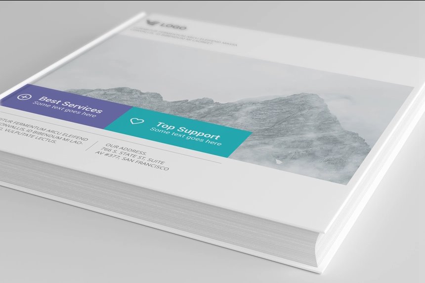4 Shots of Square Book Mockup