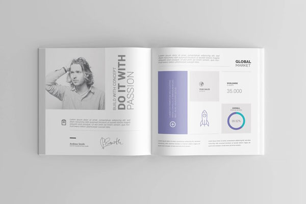 4 Shots of Square Book Mockup