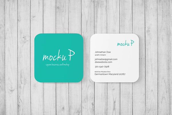 4 Shots of Square Business Card Mockup