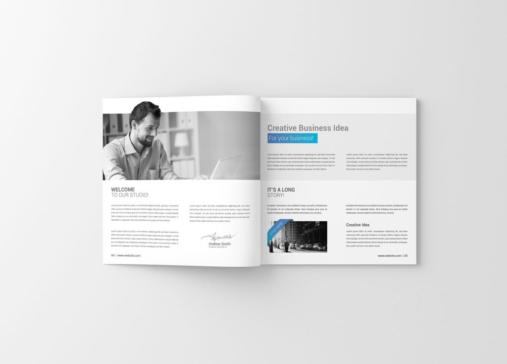 4 Shots of Square Magazine Mockup