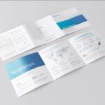 4 Shots of Square Tri Fold Brochure Mockup