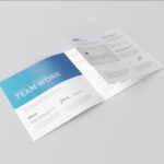 4 Shots of Square Tri Fold Brochure Mockup
