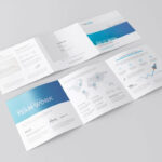 4 Shots of Square Tri Fold Brochure Mockup