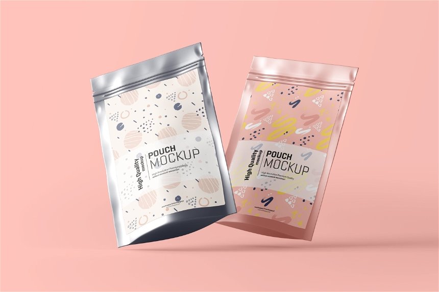 4 Shots of Stand Up Pouch Mockup