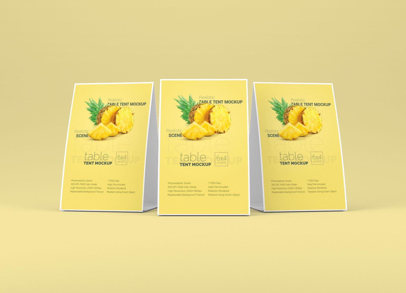 Free 4 Shots of Table Tent Mockup PSD Template