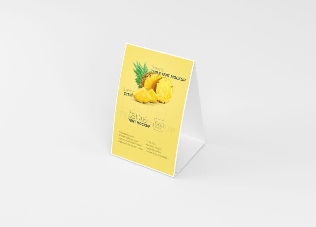 4 Shots of Table Tent Mockup