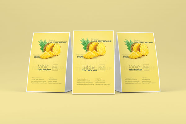 4 Shots of Table Tent Mockup
