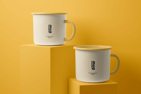 4 Showcase of Sleek Enamel Mug Mockup