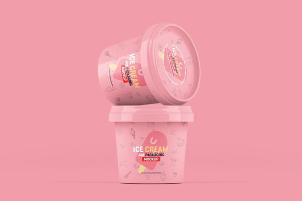 4 Showcases of Ice Cream Jar Packaging Mockup