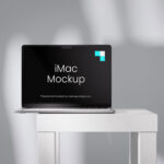 4 Showcases of MacBook Mockup on Table with Shadows
