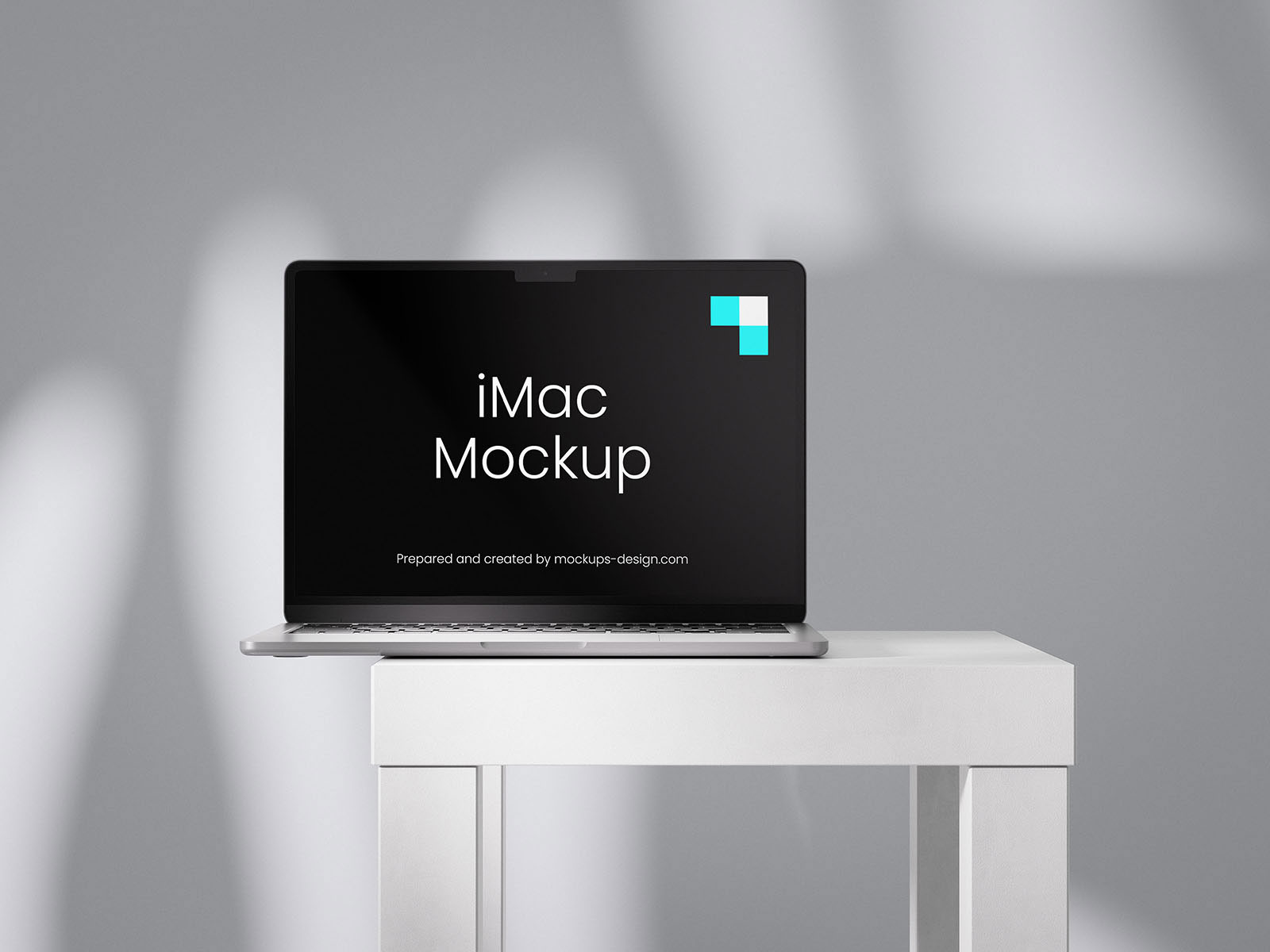 Free 4 Showcases of MacBook Mockup on Table with Shadows PSD Template