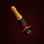 4 Showcases of Matte Champagne Bottle Mockup