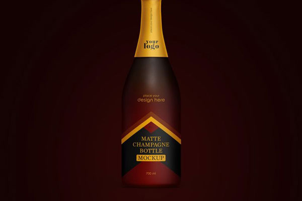 4 Showcases of Matte Champagne Bottle Mockup