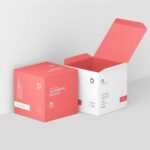4 Showcases of Realistic Square Box Mockup