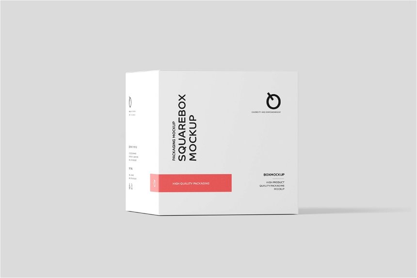 4 Showcases of Realistic Square Box Mockup
