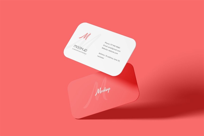 4 Showcases of Round Corner Business Card Mockup