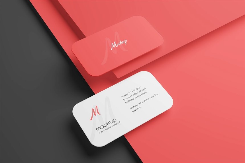 4 Showcases of Round Corner Business Card Mockup