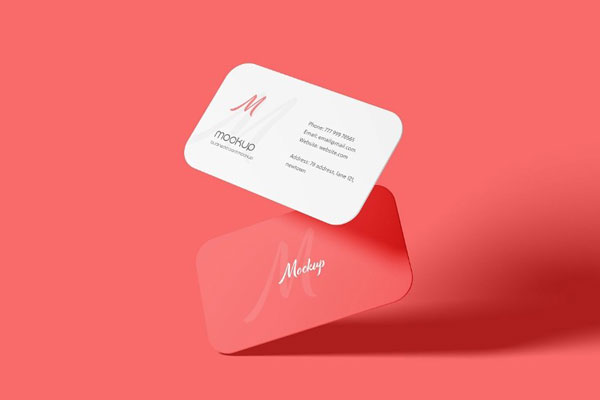 4 Showcases of Round Corner Business Card Mockup
