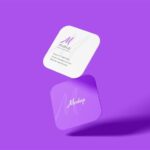 4 Showcases of Square Round Corner Business Card Mockup