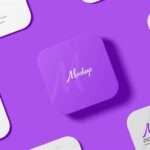 4 Showcases of Square Round Corner Business Card Mockup