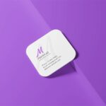 4 Showcases of Square Round Corner Business Card Mockup