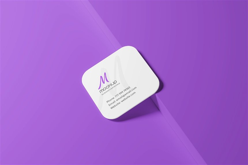 4 Showcases of Square Round Corner Business Card Mockup