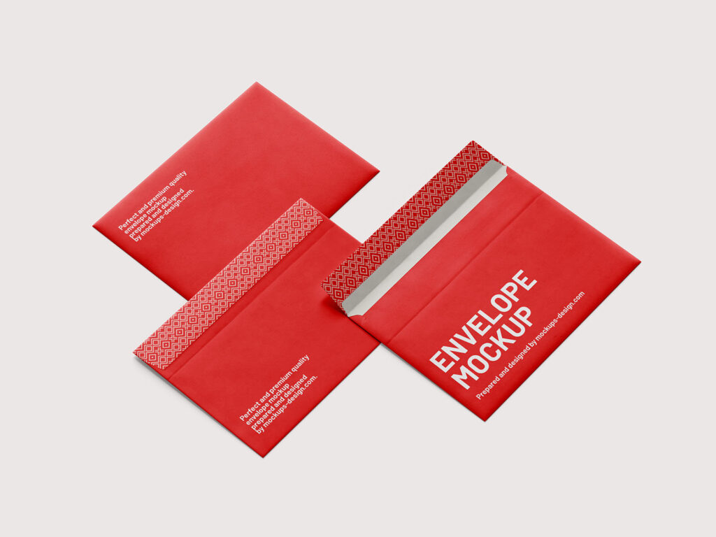 4 Showcases of Standard Envelope Mockup