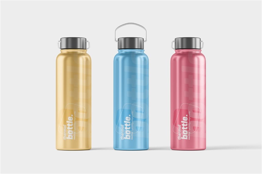 4 Showcases of Thermal Bottle Mockup