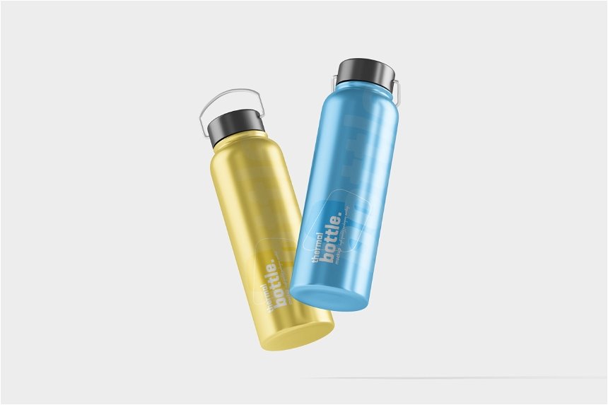 4 Showcases of Thermal Bottle Mockup