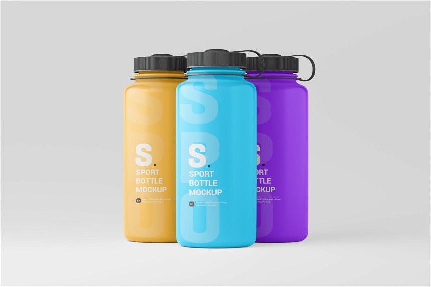 4 Shows of Sport Bottle Mockup