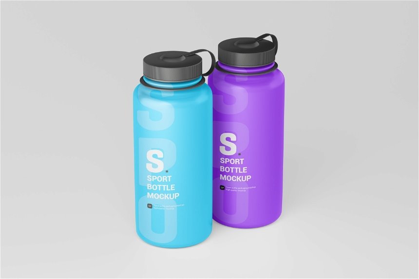 4 Shows of Sport Bottle Mockup